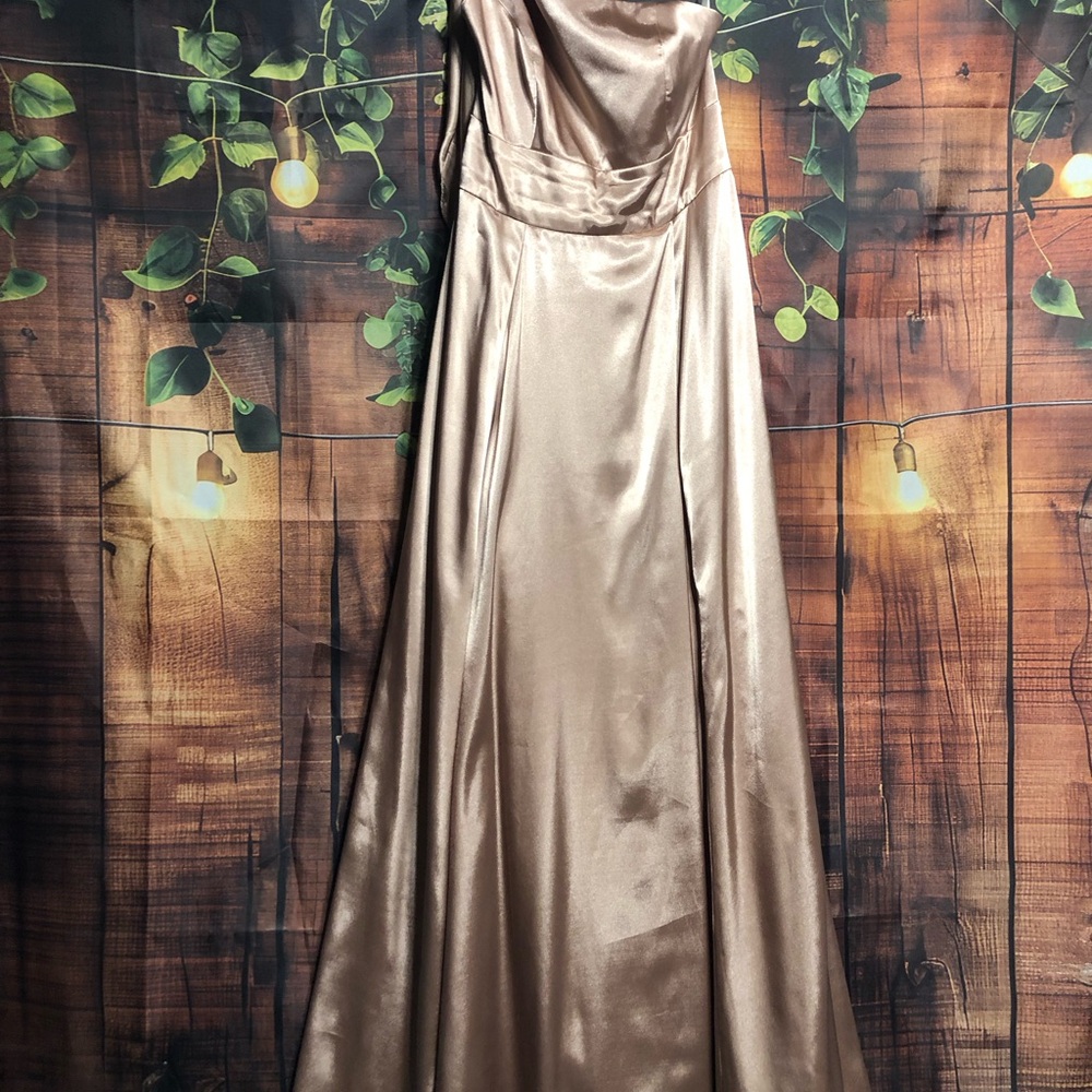 Galina Signature Gold Satin Gown